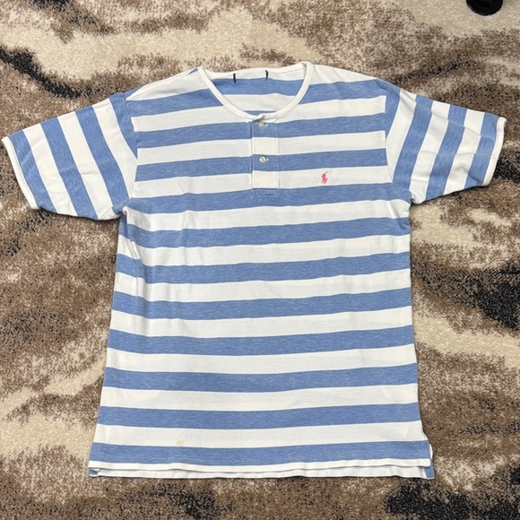 Polo Ralph Lauren Blue and White Striped Tee - Picture 1 of 5